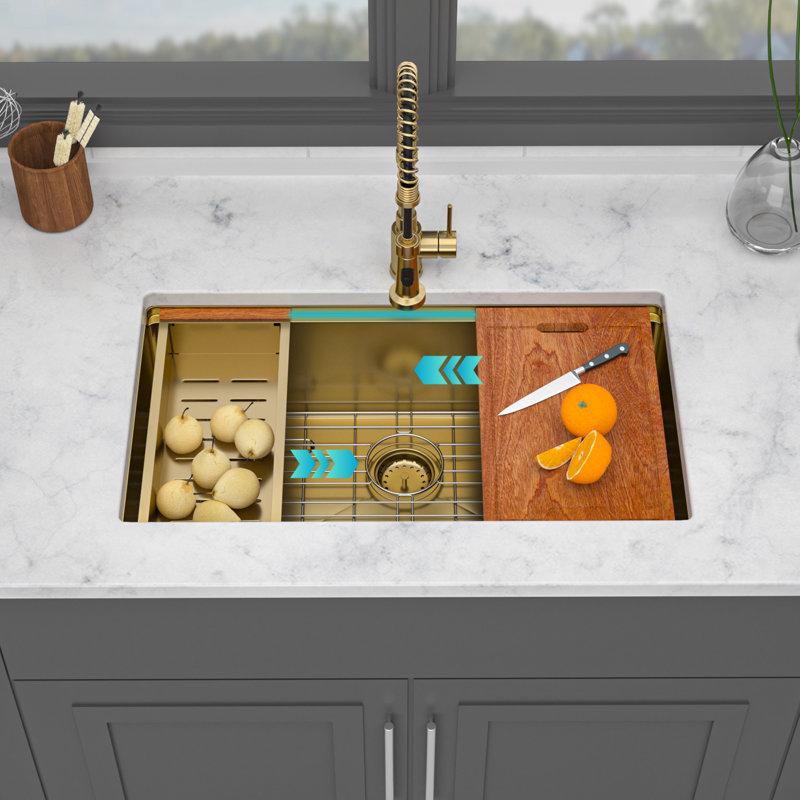 Évier de cuisine 36 po x 19 po 9 po à cuve simple de calibre 16 en acier inoxydable 304 de haute qualité, avec coins arrondis R10, guide d'eau en forme de X et guide d'installation