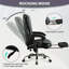 Fauteuil de massage avec chauffeur et 6 points de vibration, fauteuil de bureau de direction avec repose-pieds et accoudoirs rembourrés, dossier inclinable et roulettes