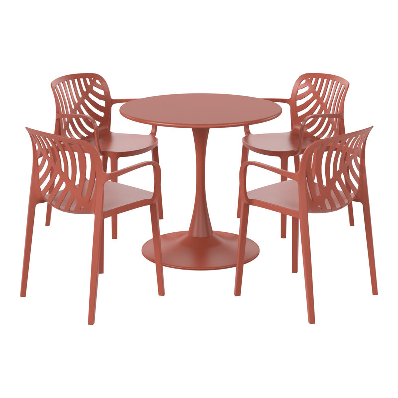 Ensemble repas d'extérieur rond, Rouge