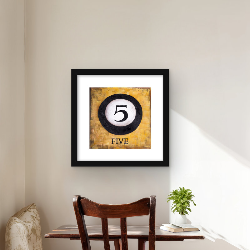 Billiard Ball No5 - Industrial Loisirs, reproduction encadrée, H 16 po x l 16 po, Noir