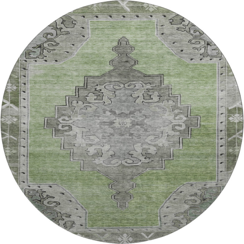 Premium Machine Washable Lubbers AMF1731 Global Rug, Round 8'