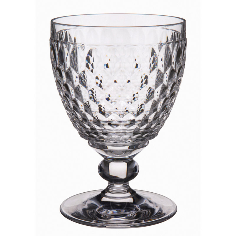 Boston Clear Crystal Goblet Set with Honeycomb Pattern