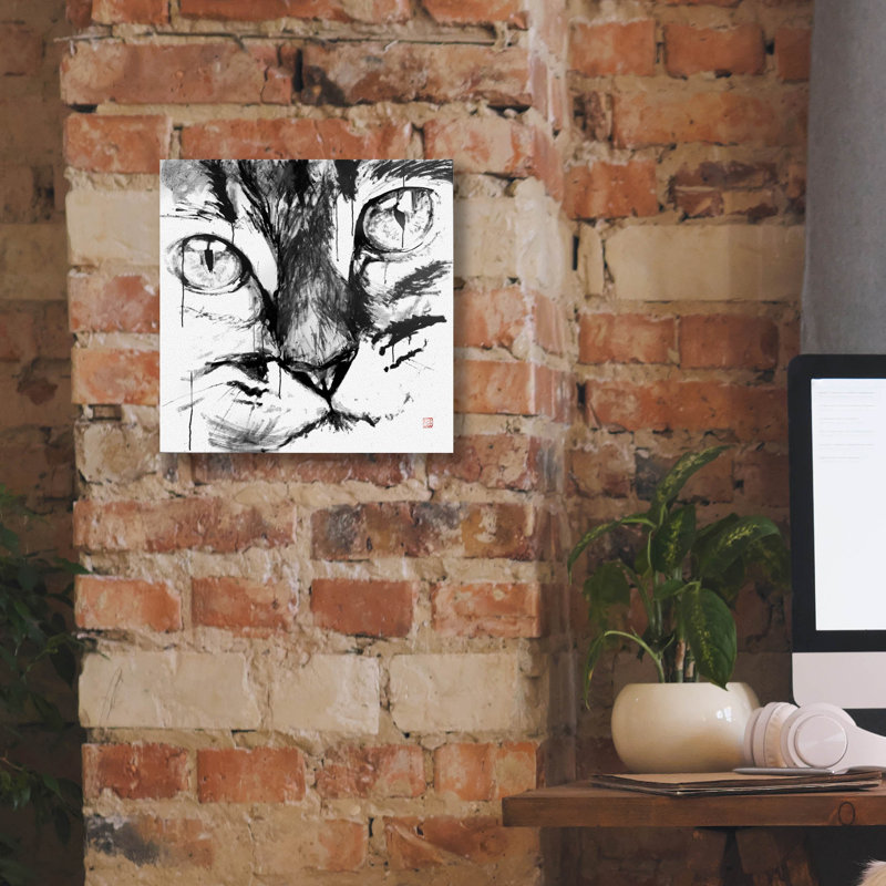 «Cat Face» par Pechane, art mural sur toile, H 12 po x l 12 po