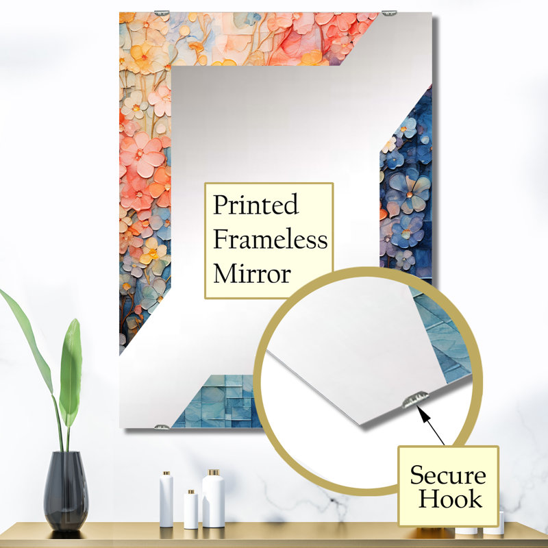 Knilles - Miroir mural décoratif floral abstrait, 40 po x 30 po