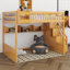 Grand lit mezzanine en bois avec garde-robe et escalier, tablettes de rangement, lit superposé multifonctionnel-2084195180