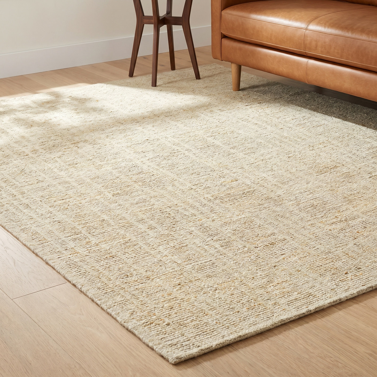 Gitte Hand-Knotted Beige Wool Rug, Rectangle 9' x 12'
