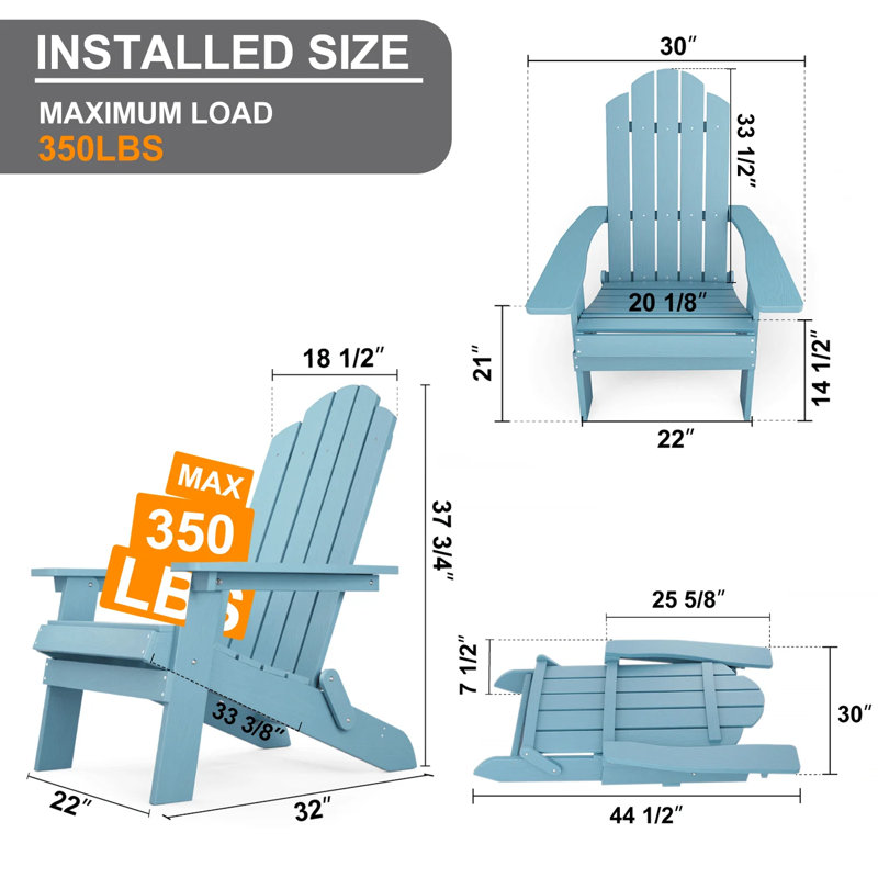 Outdoor Adirondack Chair, Teal
