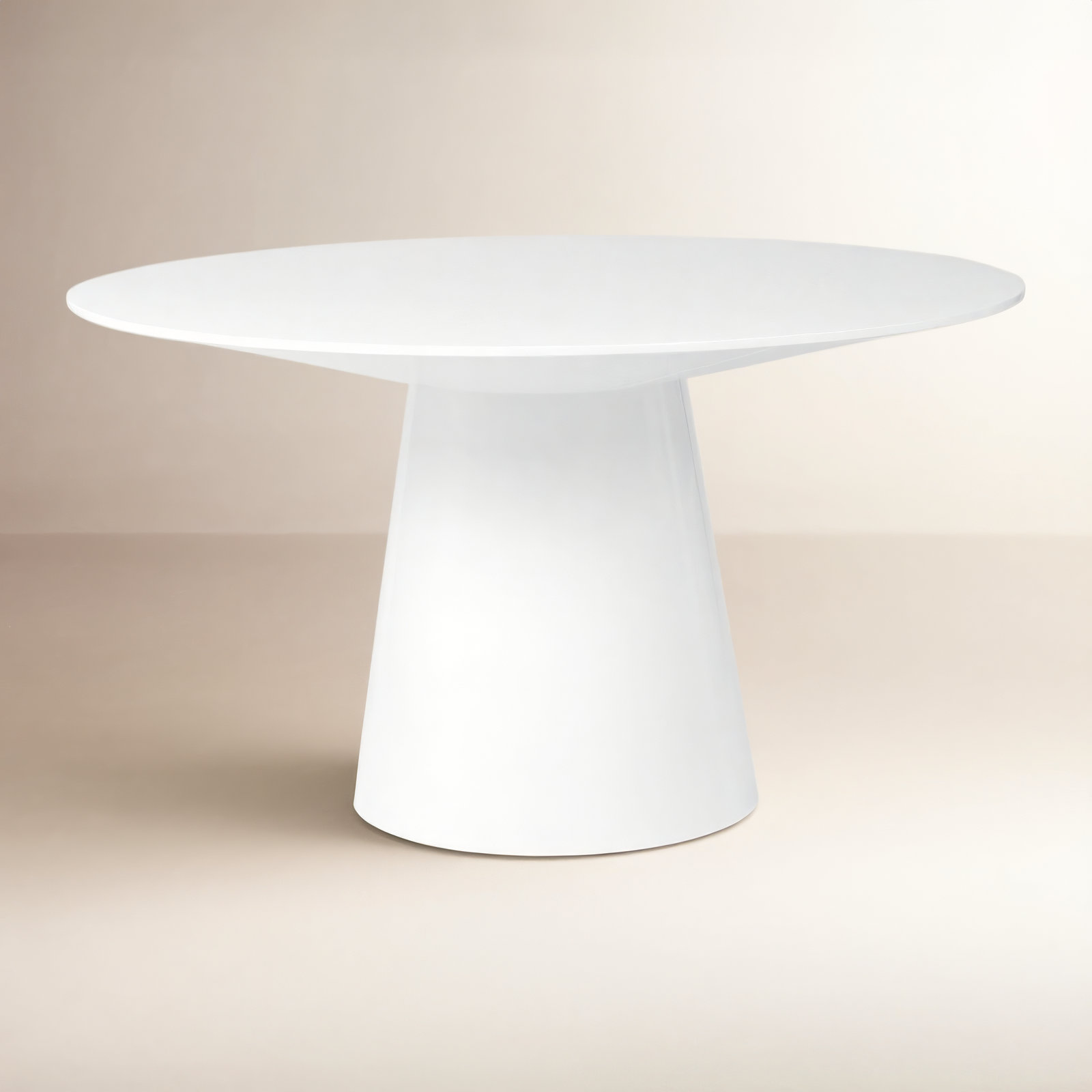 Adara 53" Oak Dining Table, Matte White, 43.31" W x 43.31"L