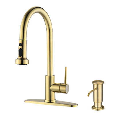 Robinet de cuisine escamotable en acier inoxydable brossé avec distributeur de savon - et facile à nettoyer Rayures, rouille, taches