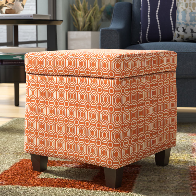 Rummond Upholstered Ottoman, Orange