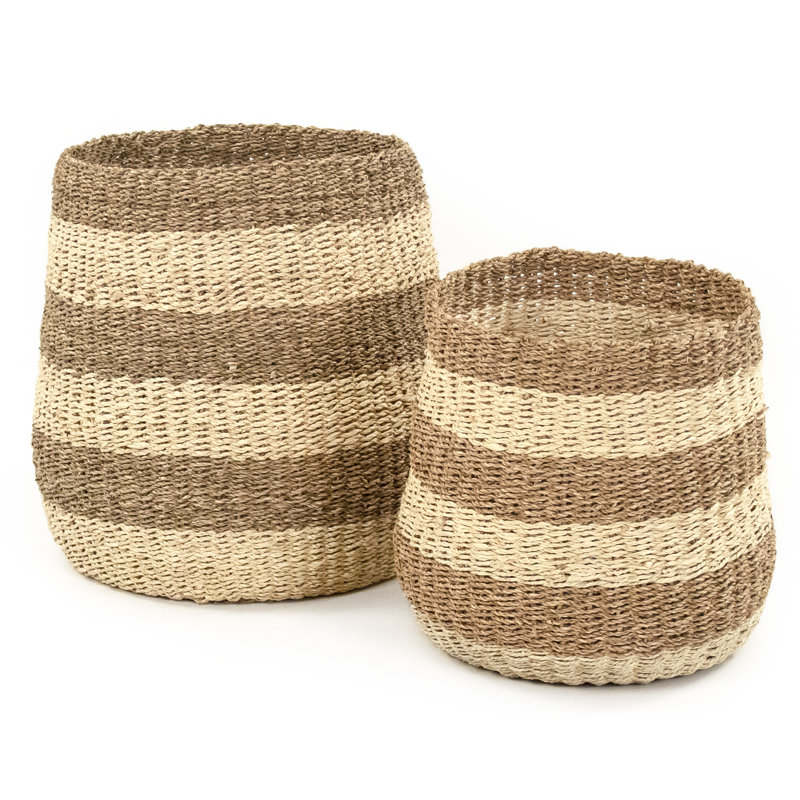 Hand Woven Seagrass Decorative Basket, 14" H x 14" W x 14" D