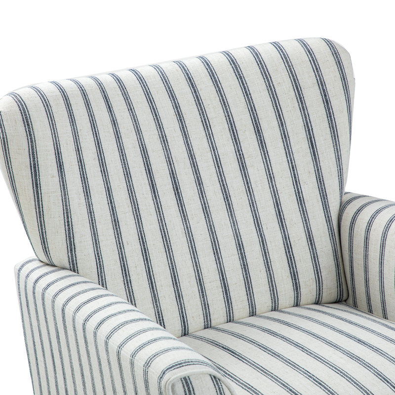 Arching 31" W Polyester Armchair with Solid Wood Legs, Navy 100% Polyester