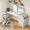 Bureau d'ordinateur en L avec tiroirs et tablettes de rangement Cheshire Outlets