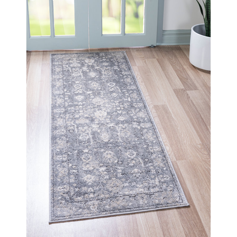 Tapis oriental Singleton, Gris, Tapis de couloir 2 pi x 6 pi 1 po