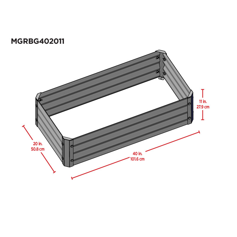Miracle-Gro® Galvanized Green Raised Garden Bed, 11" H x 20" W x 40" D