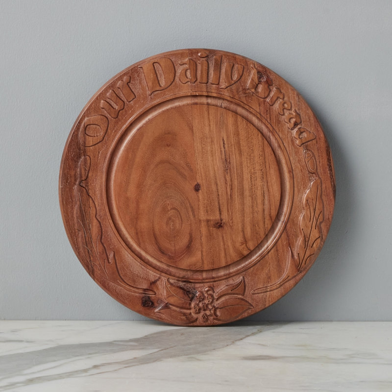 Vintage English Bread Board - Natural - 12"Dia. x 1.15"H - Bread, 14"Dia. x 1.55"H, Our Daily Bread