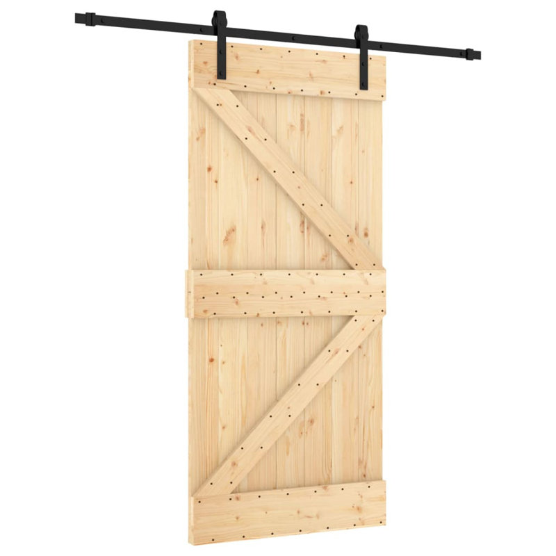 Porte coulissante avec quincaillerie Vidaxl, 37,4 po x 82,7 po, Noir/naturel