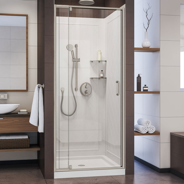 Flex 36" x 76.75" Square Pivot Shower Enclosure with Base Included