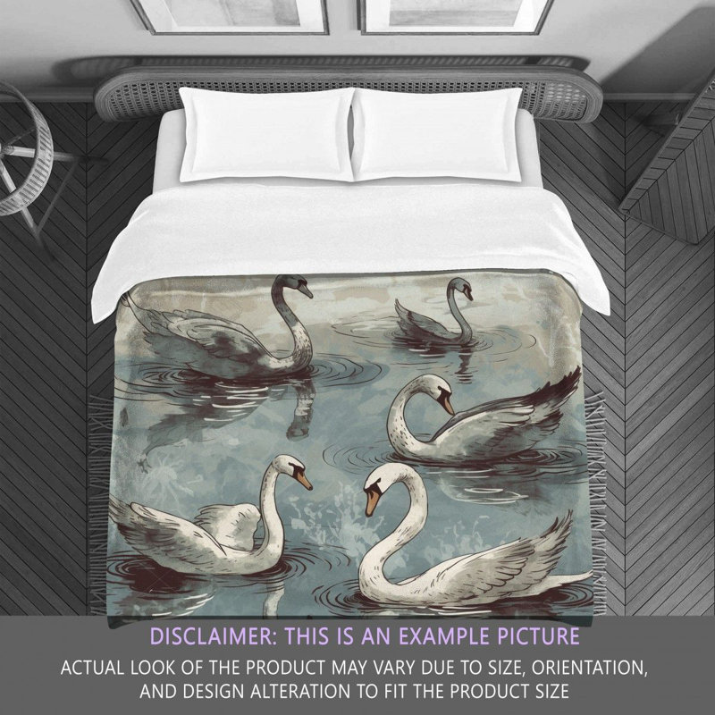 Swan Animals Blue Comforter, Twin Comforter