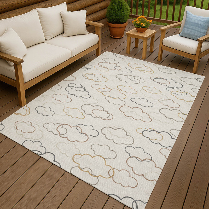 Machine Washable Indoor/Outdoor Chantille ACN2508 Kids Rug, Rectangle 10' x 14', Linen