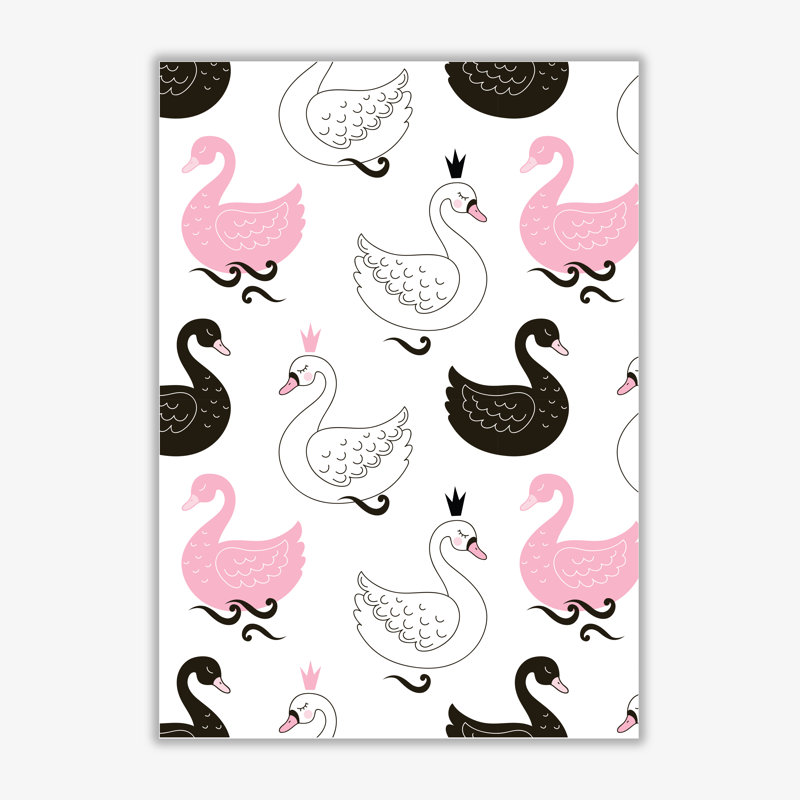 Swan Pattern - Painting, No Frame, 42 cm H x 30 cm W x 1 cm D