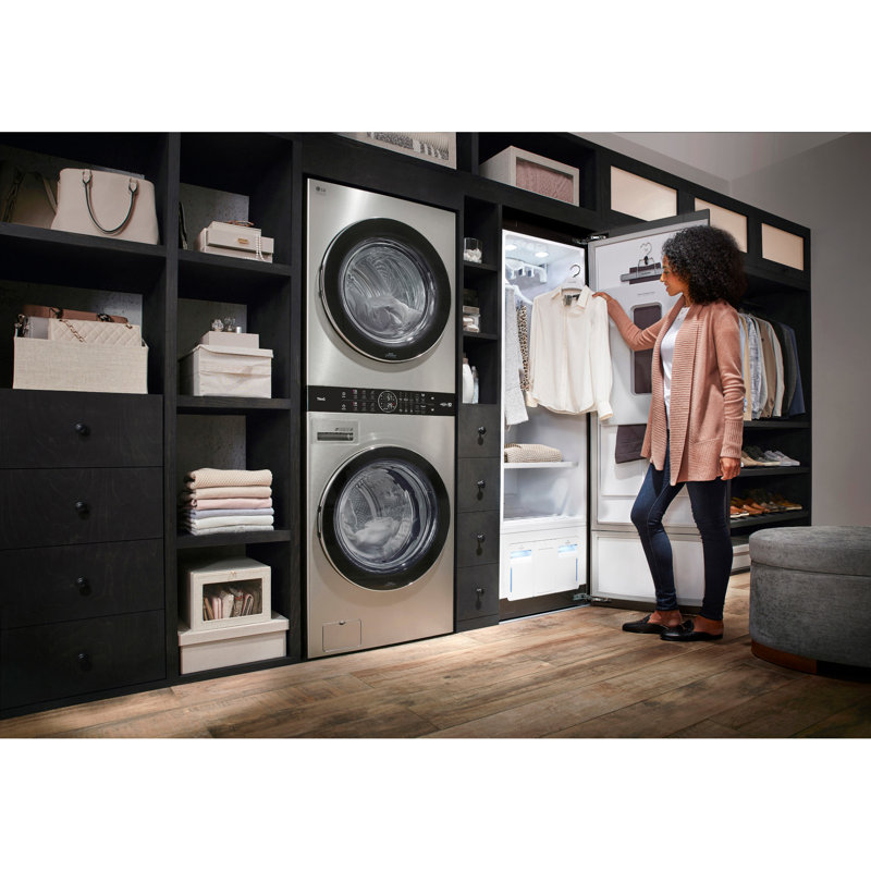 LG STUDIO Styler Smart STEAM Closet in Black Tinted Mirrored Finish with TrueSteam Technology and Moving Hangers