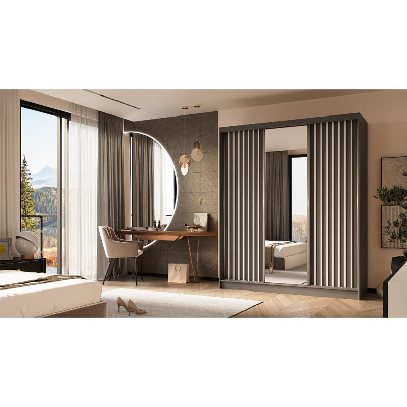 Brisen 3 Door Sliding Wardrobe, Dark Gray