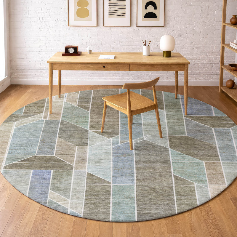 Tapis moderne lavable à la machine intérieur / extérieur ACN2867, Taupe, 8' Round