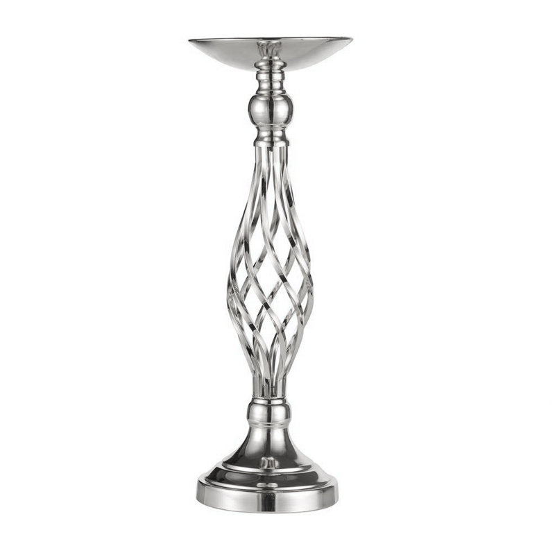 Bougeoir en fer pour plateau de table, Argent, 21"