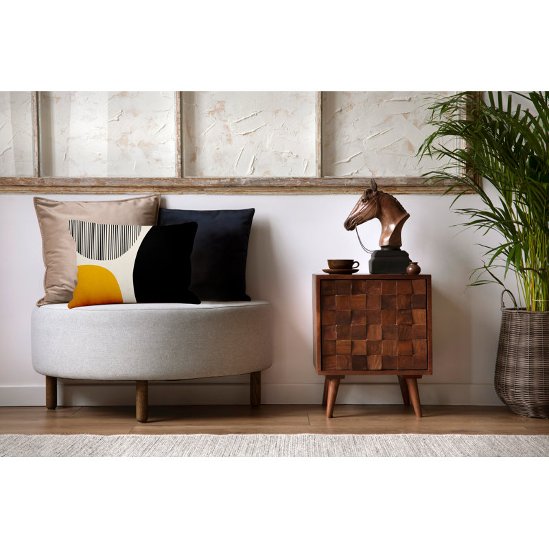 Chamu Polyester/Polyester Blend Lumbar Rectangular Indoor/Outdoor Pillow Cover & Insert, Yellow, 18"H x 25"W