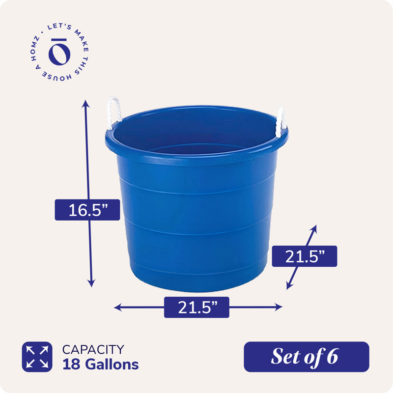 Homz Plastic Storage Tub & Tote, Blue