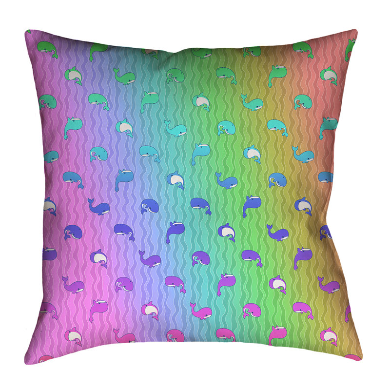 Coussin Katelyn Elizabeth, 14 po x 14 po, Rose / Bleu / Vert, Sergé de coton