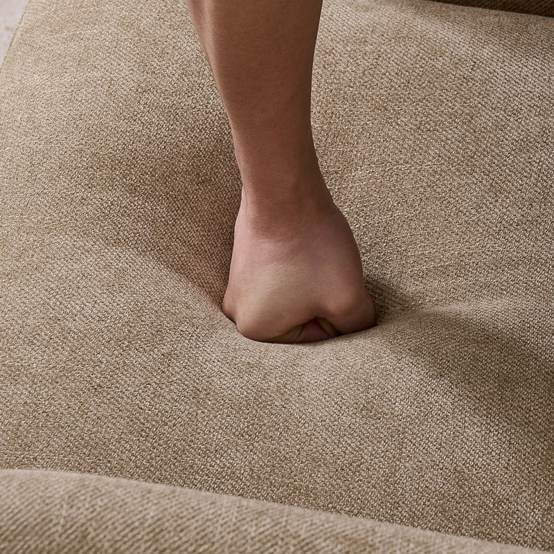 Upholstered With Footstool Armchair, Brown