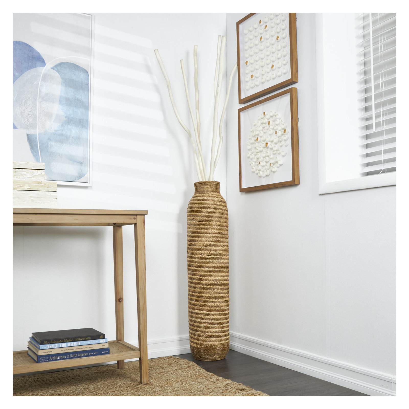Roshni Seagrass Floor Vase, 40" H x 8.8" W x 8.8" D