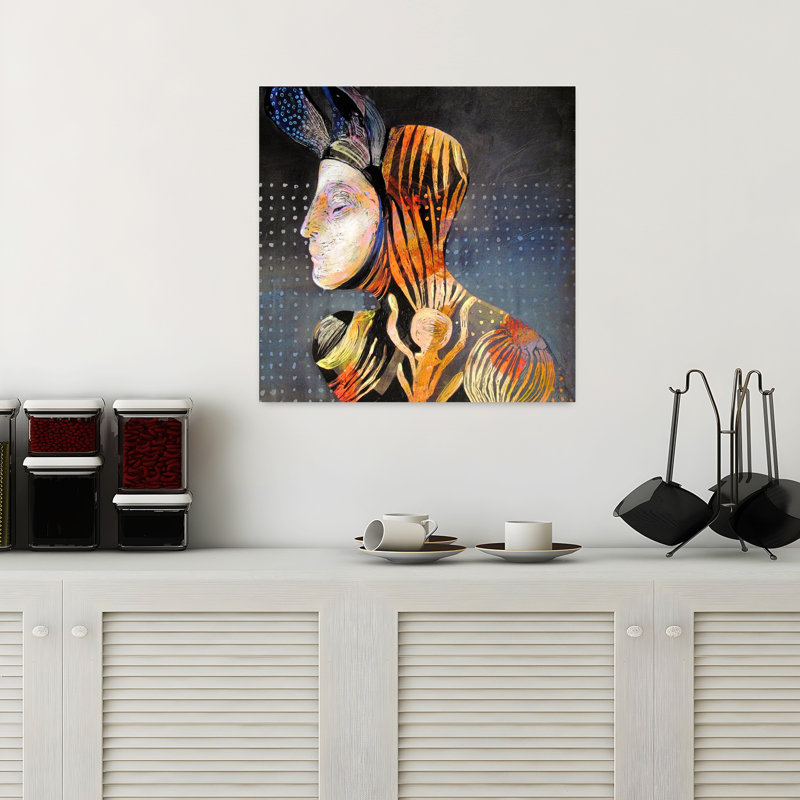 Art mural contemporain abstrait à motif serein à rayures, H 18 po x l 18 po