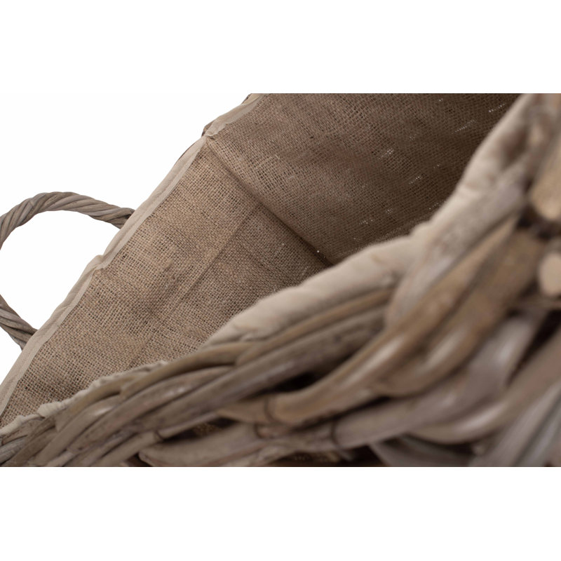 Wicker Rattan Wheeled Log Basket, 54cm H x 64cm W x 41cm D