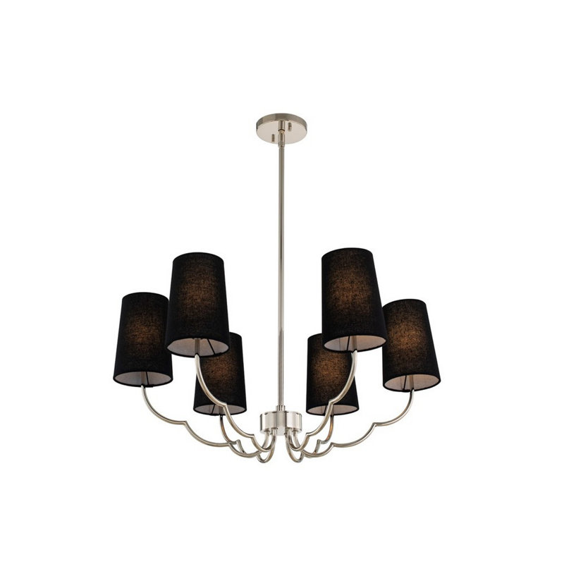 Sophia 6 LT Chandelier Kalco, Black, Sliver