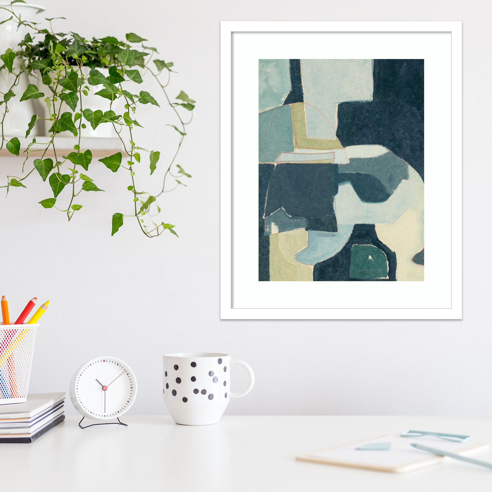 Blue Note III by Rob Delamater, White Framed, 21" H x 17" W x 1" D