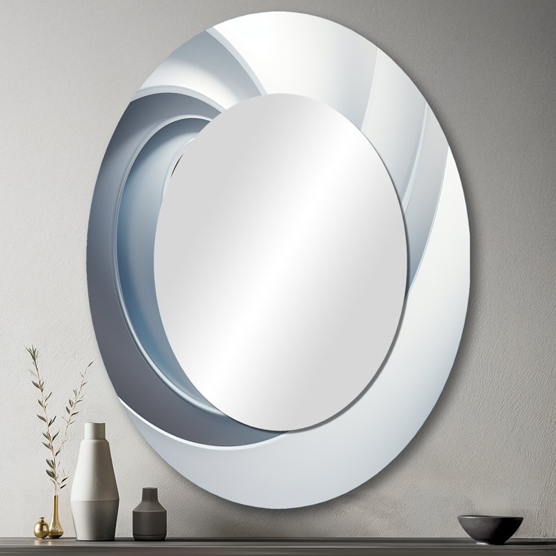 Miroir mural blanc en forme d'orbite blanche, 43 po x 33 po