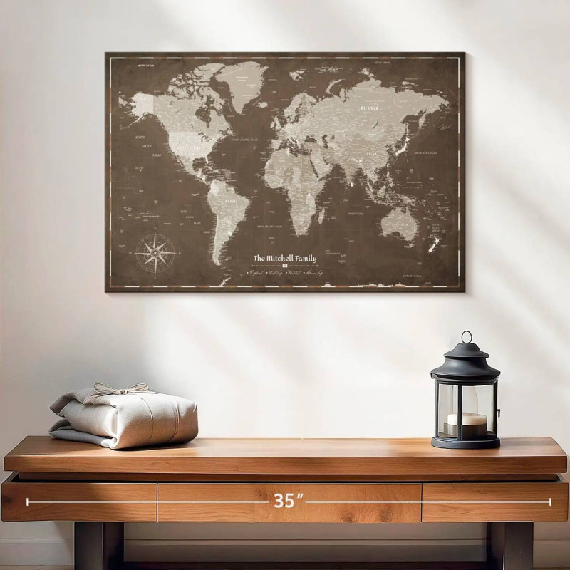 Carte du monde personnalisée, H 16 po x l 24 po, Oui