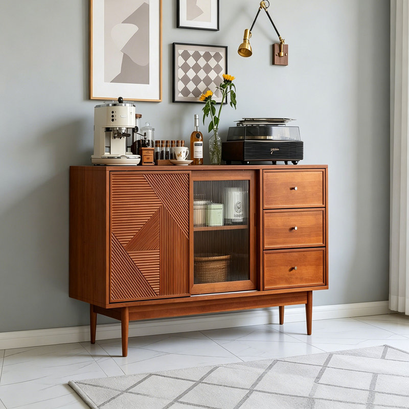 Buffet de rangement rétro multifonctionnel, H 33,85 po x l 47,24 po x P 15,74 po