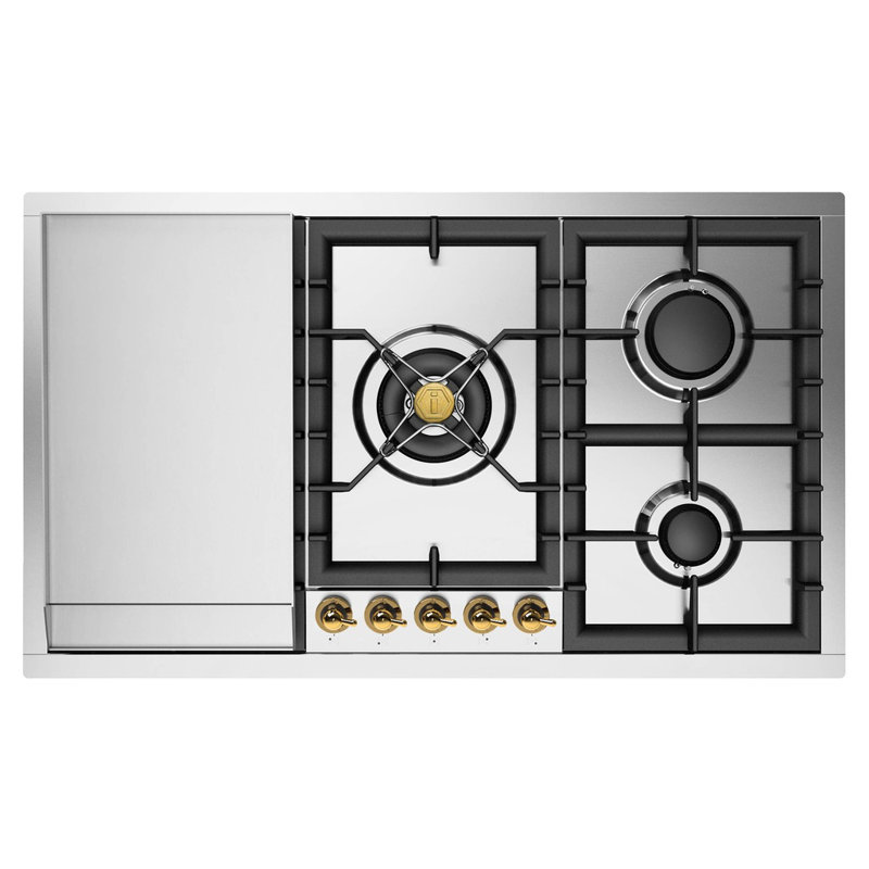 ILVE Nostalgie II Series 36 inch Gas Cooktop with 5 Sealed Burners, Griddle (Glass Door), Liquid Propane