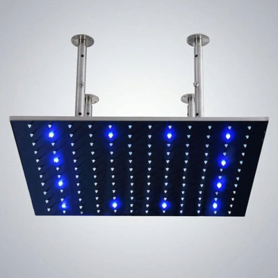 Pommeau de douche plafonnier Hospitality BathSelect 24 po à DEL multicolores alimenté par l'eau, disponible en finitions chromées, nickel brossé et dorée