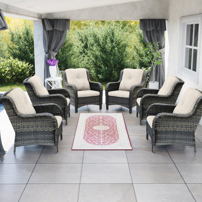 Anahit Wicker Outdoor Lounge Chair (Set of 6)