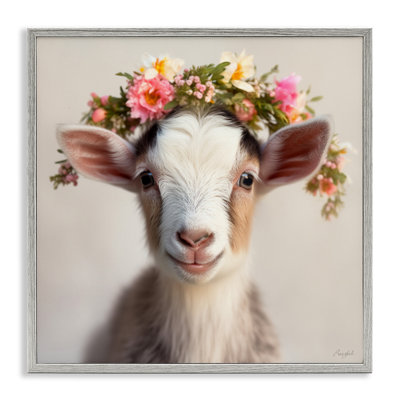 Flower Crowned Goat Framed Giclee, design by Roozbeh