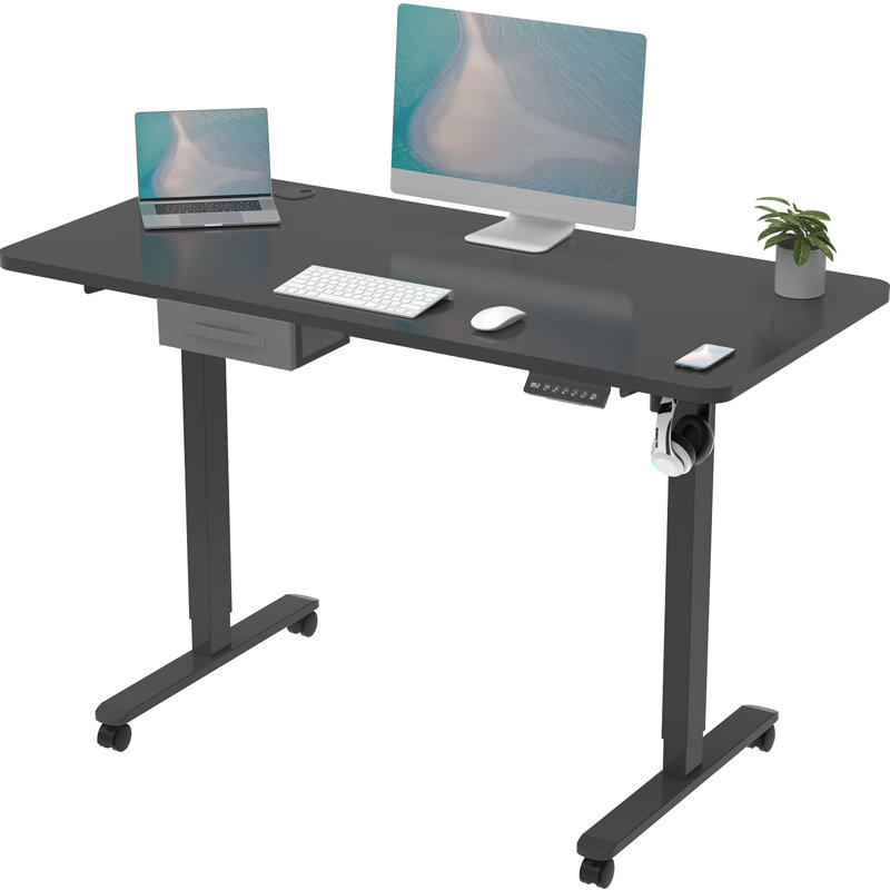 Antlia Adjustable Metal Base Standing Desk, Black, Black