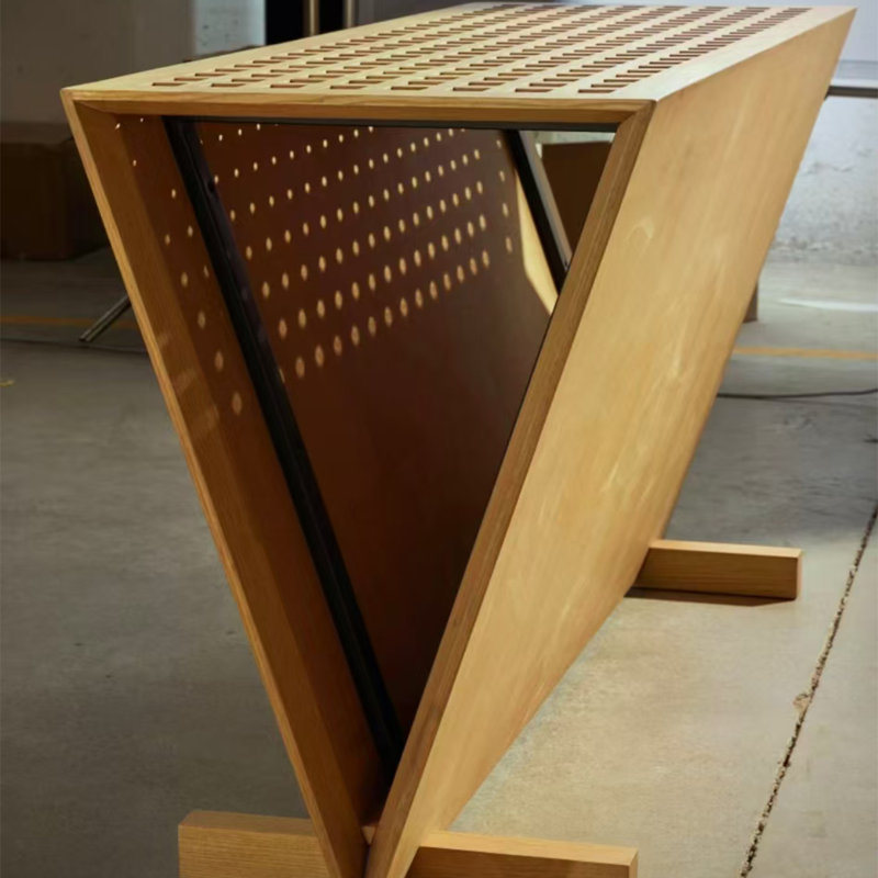 Console en bois naturel à motif de treillis triangulaire, 47.24"W*13.78"D*31.5"H