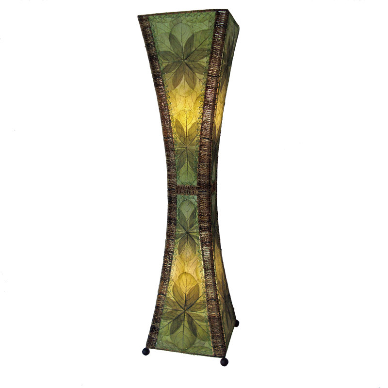 Conrado 48'' Black Column Floor Lamp, Green