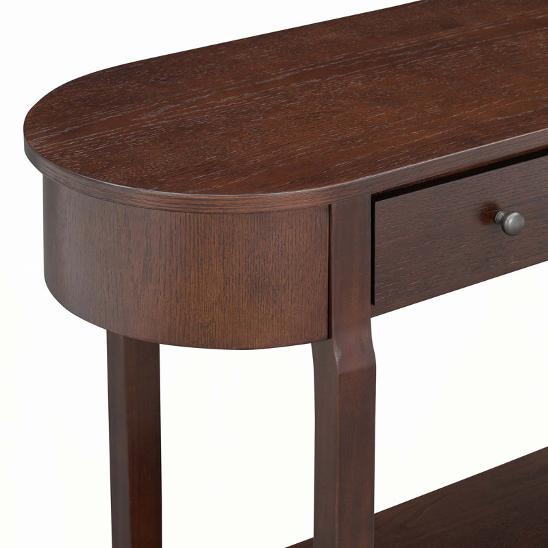 Elegant Retro Console Table with Curved Design and Smooth Glaze for Entryways, Living Rooms and hallways, Espresso