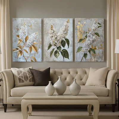 FLORAL Series CCXLVIII  -Custom Wrapped Gallery Canvas - 3 Pieces